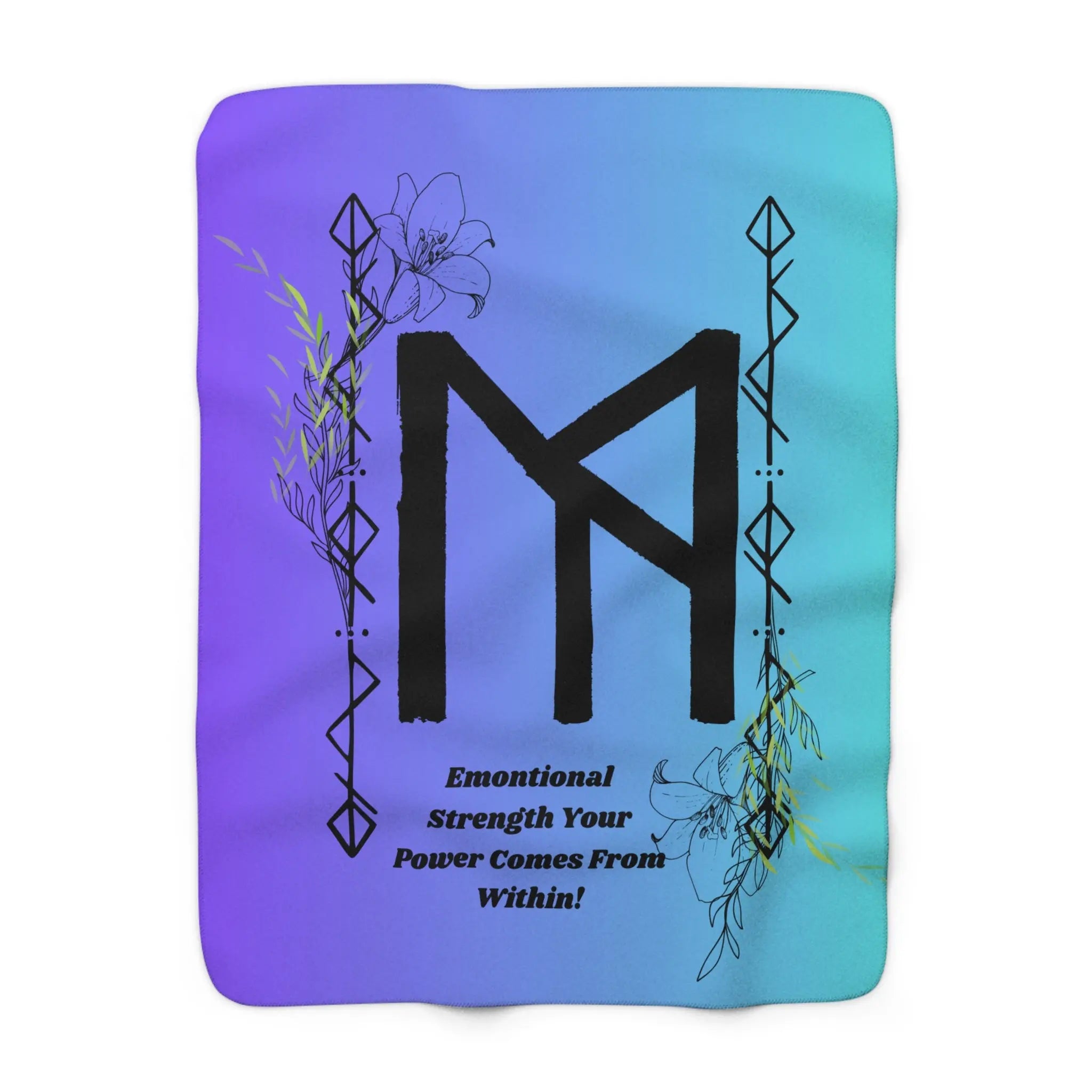 Printify Norse Rune Cozy Sherpa Fleece Blanket — Ultra-Soft Reversible - Blankets Home Decor