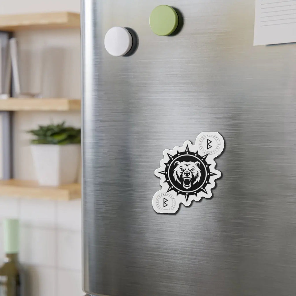 Printify Bear Compass Die-Cut Magnet — Viking Rune Emblem - Refrigerator Magnets Home Decor