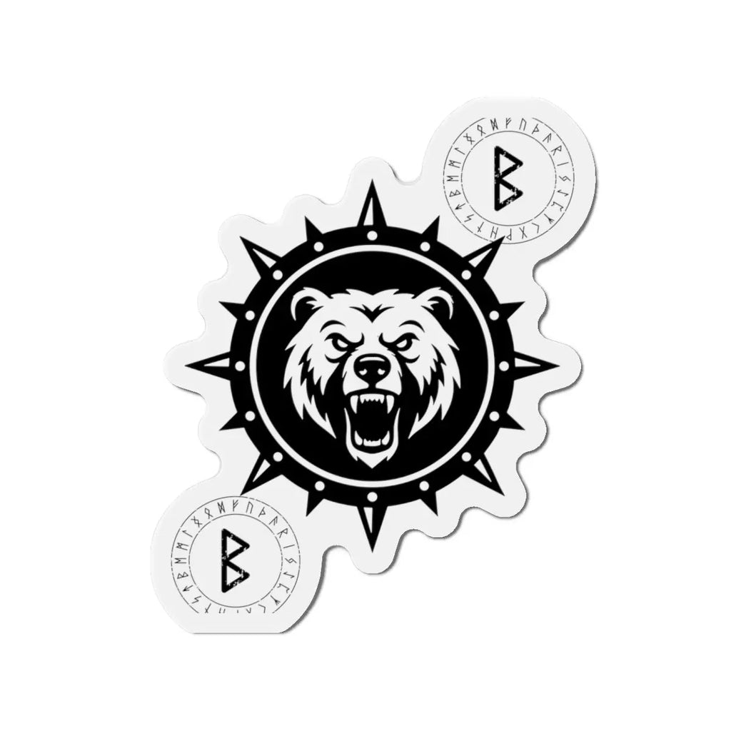 Printify Bear Compass Die-Cut Magnet — Viking Rune Emblem - Refrigerator Magnets Home Decor
