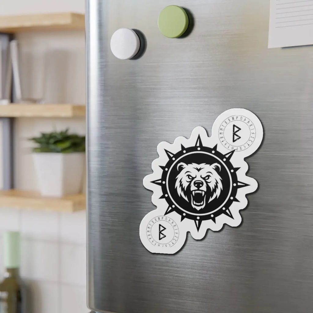 Printify Bear Compass Die-Cut Magnet — Viking Rune Emblem - Refrigerator Magnets Home Decor