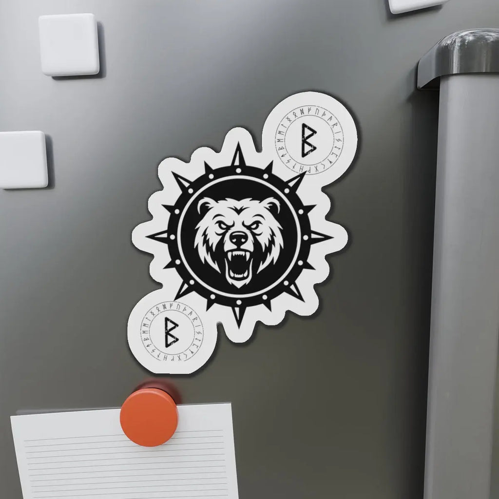 Printify Bear Compass Die-Cut Magnet — Viking Rune Emblem - Refrigerator Magnets Home Decor