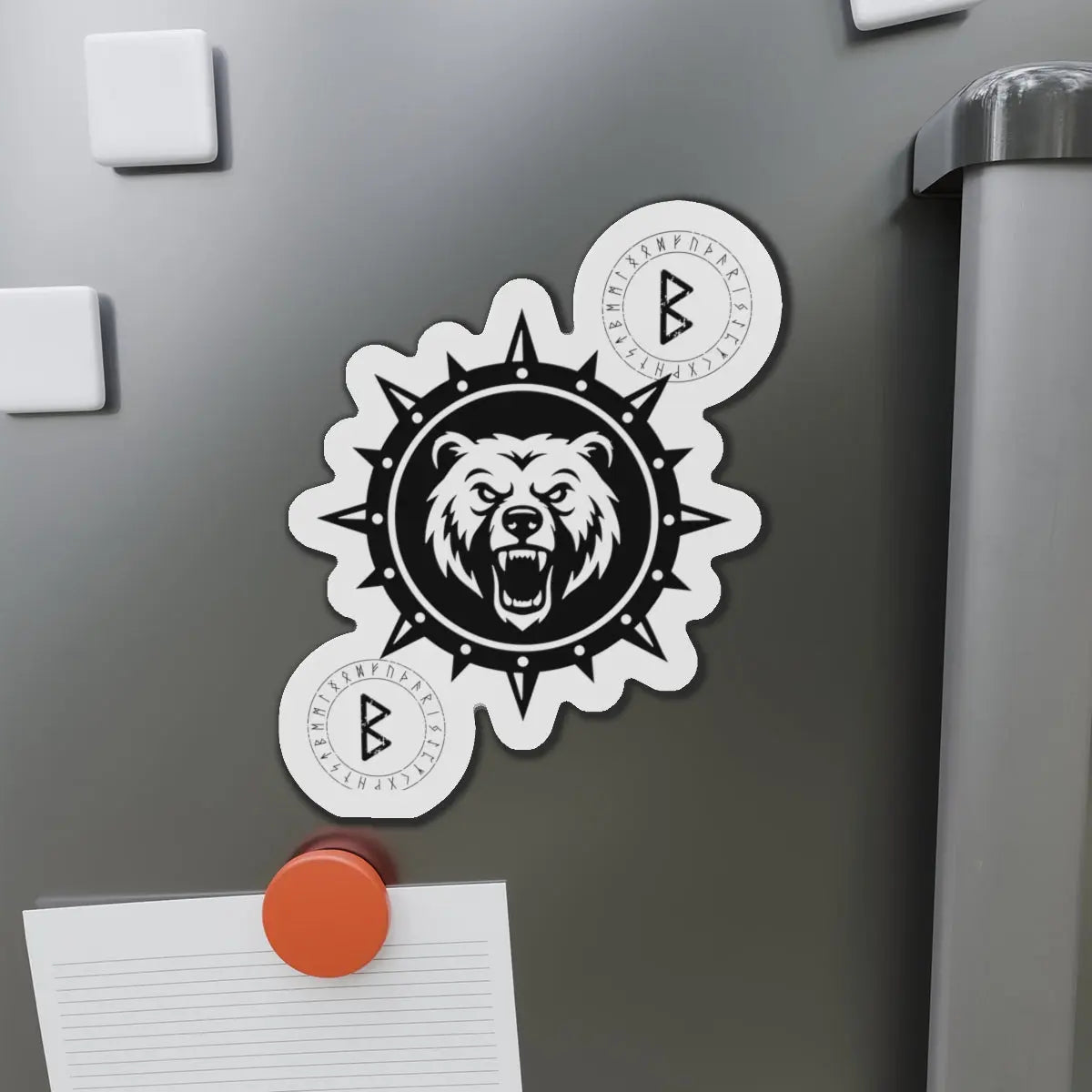 Printify Bear Compass Die-Cut Magnet — Viking Rune Emblem - Refrigerator Magnets Home Decor
