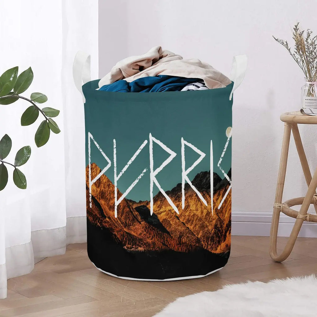 Valkyrie Threads! Norse Rune Round Basket - Laundry Baskets Storage