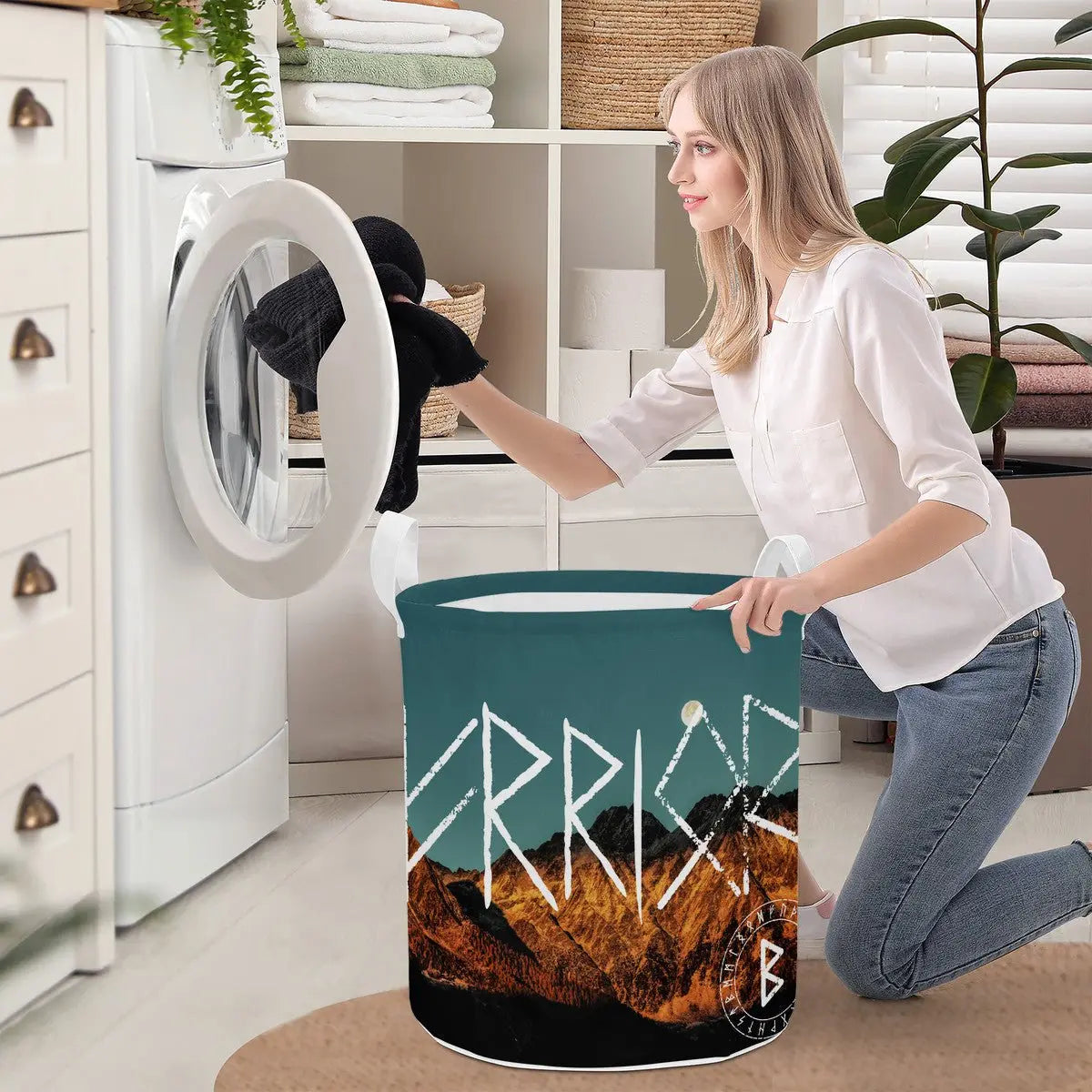 Valkyrie Threads! Norse Rune Round Basket - Laundry Baskets Storage