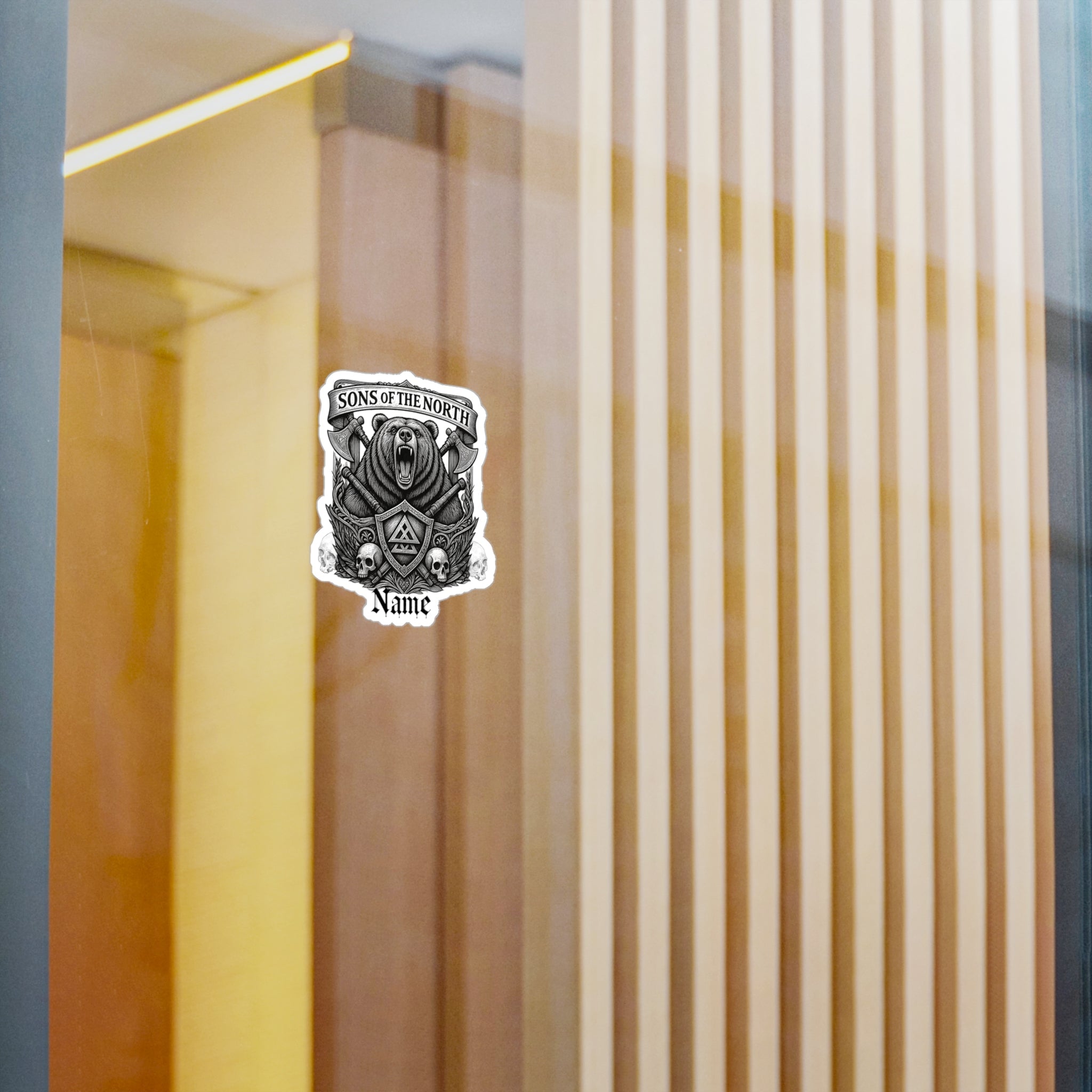 Sons of the North Bear Crest Vinyl Decal — Custom Name Kiss-Cut Sticker