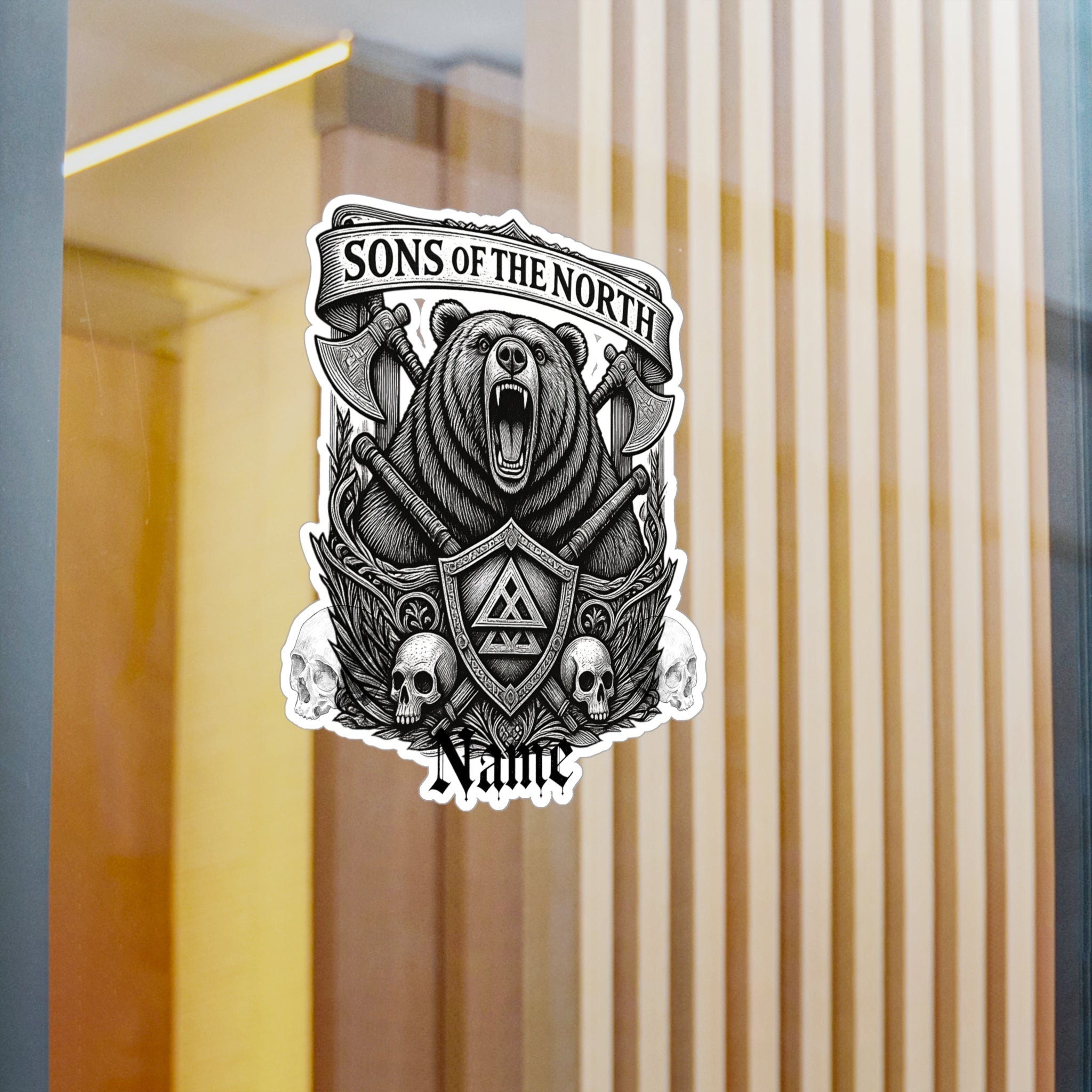 Sons of the North Bear Crest Vinyl Decal — Custom Name Kiss-Cut Sticker