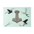 Printify Thor's Hammer Glass Cutting Board — Viking Mjolnir Kitchen Chopping Board - Cutting Boards Home Decor