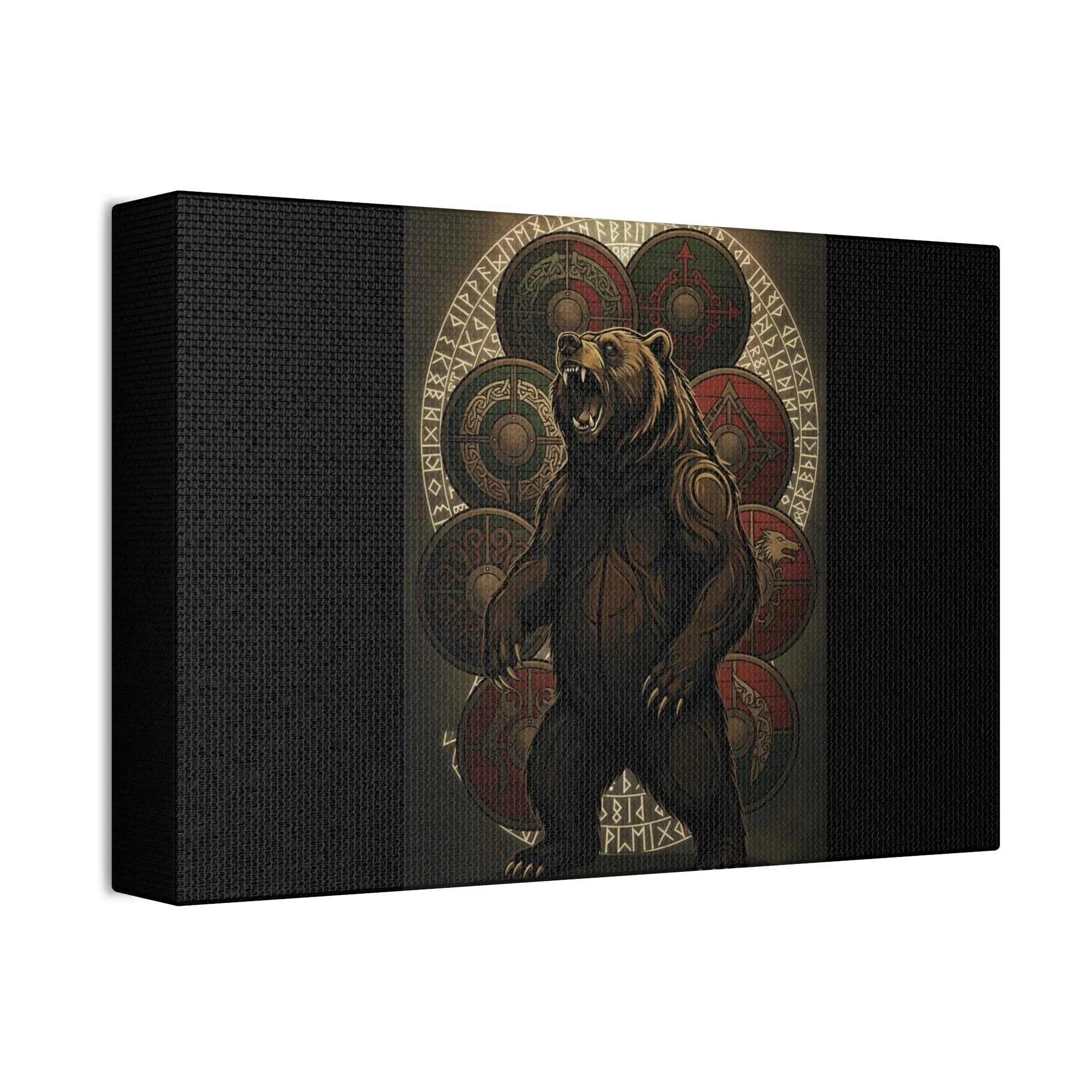 Printify Viking Bear Shield Canvas Print — Stretched 1.5" - Prints Canvas