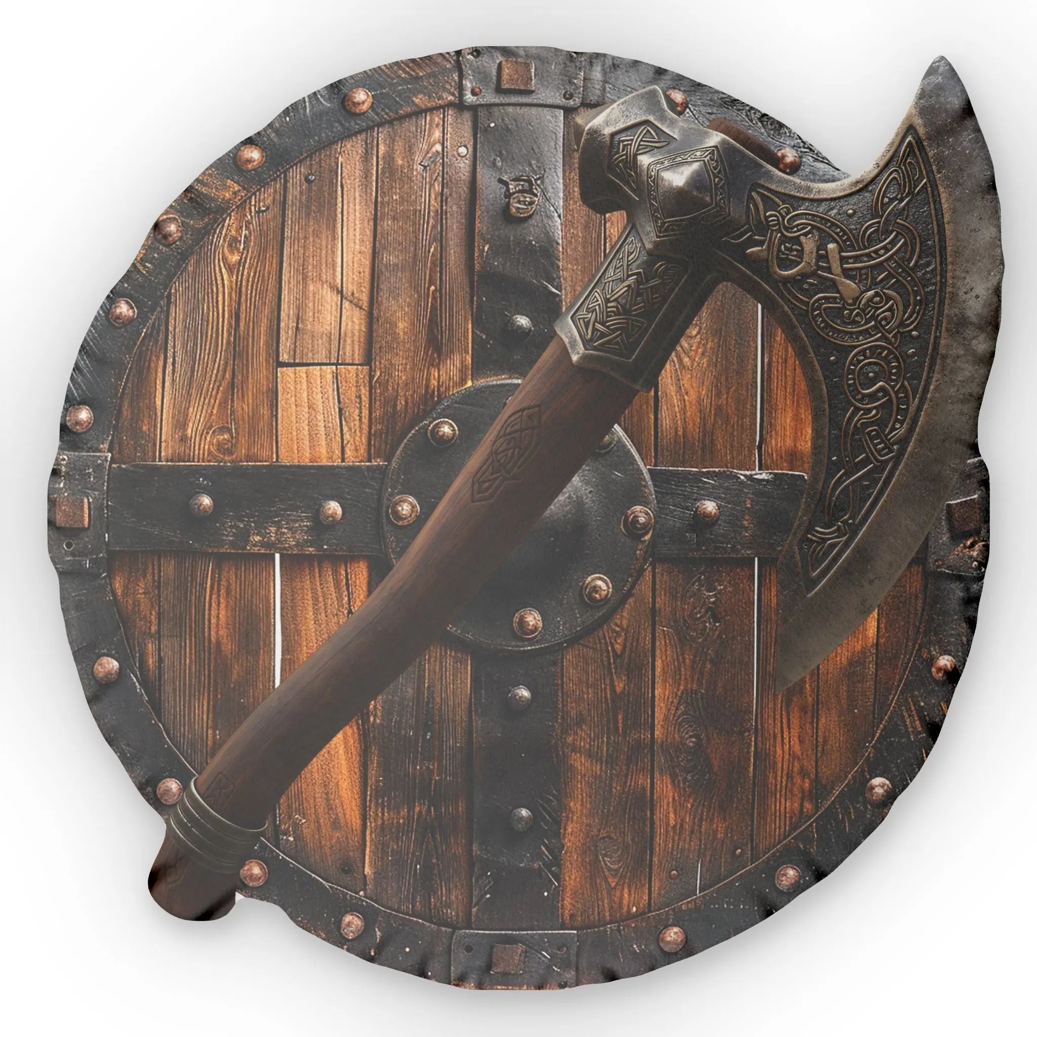 Printify Viking Shield & Axe Pillow — Norse Heritage Decorative Pillow - Pillows Home Decor